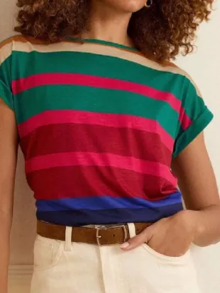 Danielle Walters The Fortune Rainbow Striped T-Shirt