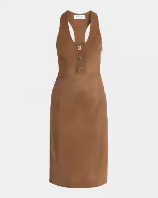 Nubuck Suede Sleeveless Midi Dress