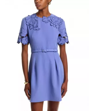 Aurelie Appliqué Mini Dress in Moonlight