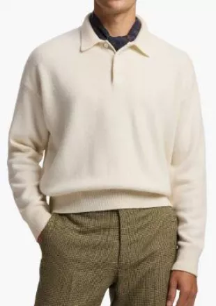 Long Sleeve Cashmere & Alpaca Rugby Polo Sweater