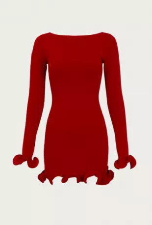 Ruffle Hem Mini Dress