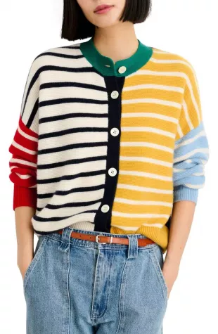 Nico Striped Cashmere Cardigan
