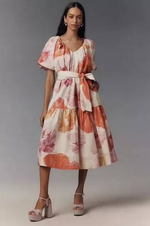 Short-Sleeve Midi Tent Dress