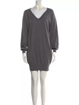 Grey Layered Sweater Dress