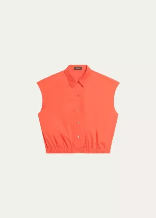 Crop Cap Sleeve Shirt in Poppy