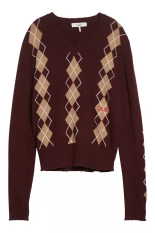 Argyle Wool & Cashmere V-Neck Sweater