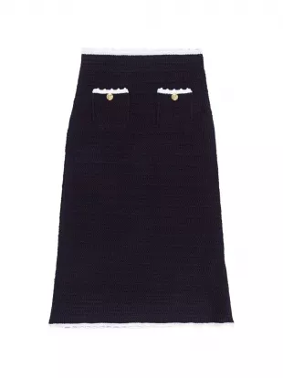 Midi Skirt with Crochet trim