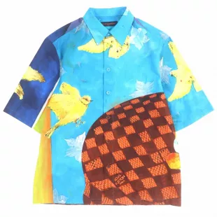 Damier Printed Short Sleeve Shirt in Bird Motif