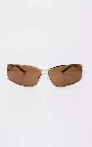 Gold Trim Frame Visor Sunglasses