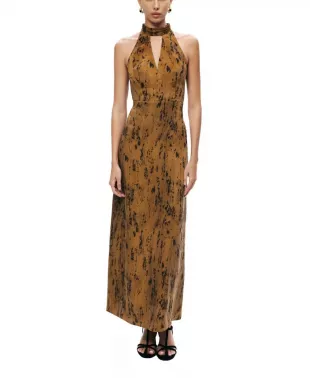Printed Halter-Neck Maxi Dress