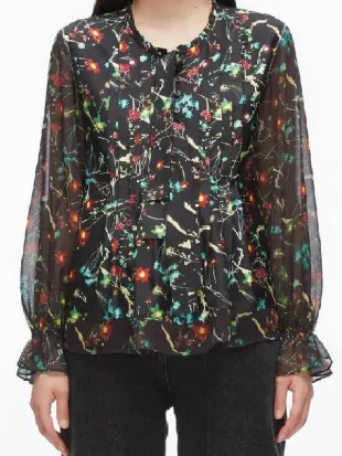 Sharon Newman The Young and The Restless Black Floral Blouse