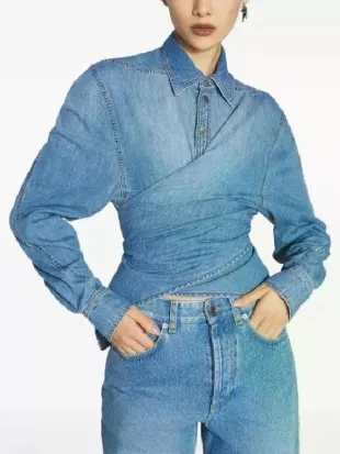 The Chi S08 Wrap-Effect Denim Shirt