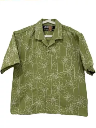 Love Island UK S13 Ope Sowande Green Embroidered Shirt