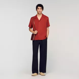 Loose-fit shark Collar Shirt in Terracotta