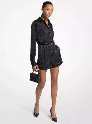 Studded Satin Romper