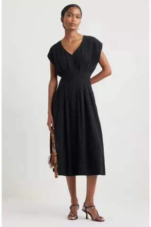 Pleated Midi Dress