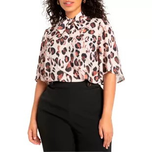 Bow Blouse With Flutter Sleeve
