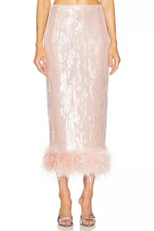 Aida Midi Skirt in Blush Pink