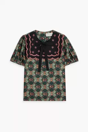 Marlowe Printed Silk-twill Top