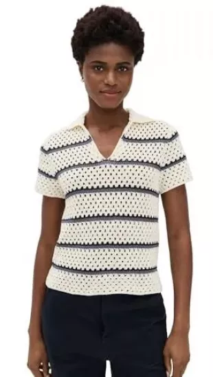 Macrame Stripe Henley Top
