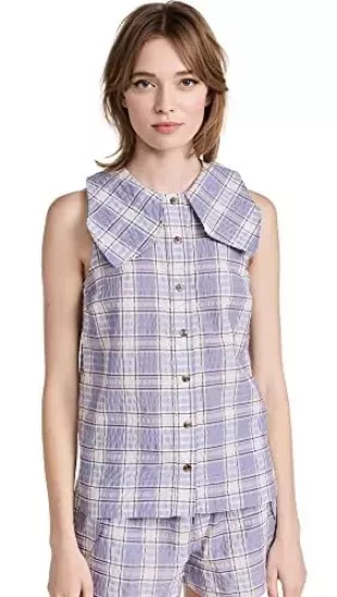 Seersucker Check Blouse