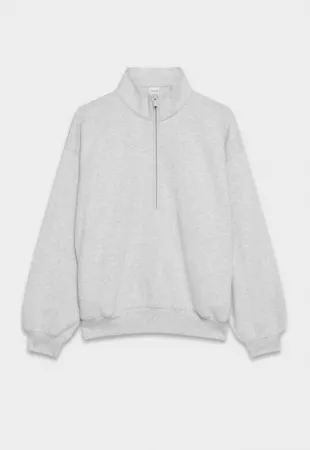 Oversized Fleece Mockneck Half Zip Sweatshirt