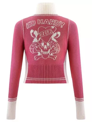 Your Fault London Enva Lewis Pink Cropped Cardigan