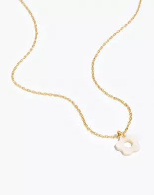 Retro Daisy Mother of Pearl Pendant Necklace
