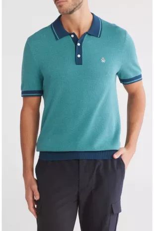Honeycomb Textured Cotton Polo
