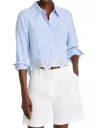 Jamie Lynn Sweet Magnolias S05 Eyelet Stripe Poplin Shirt