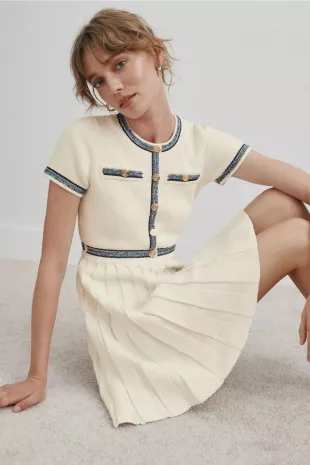Pleated Knit Mini Dress