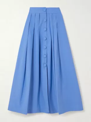 Irving Pleated Cotton-poplin Midi Skirt