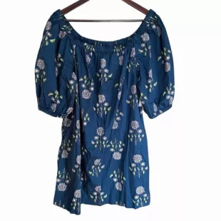Midi Dress Sundress Off Shoulder Bohemian Blue Floral