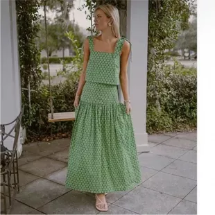 Charlotte Printed Poplin Top & Skirt Set