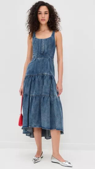 Diana Structured Denim Midi Dress