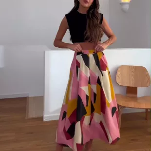 Printed Midi Skirt