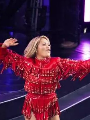 Helene Fischer 360 Stadion Tour Red Fringed Crop Jacket