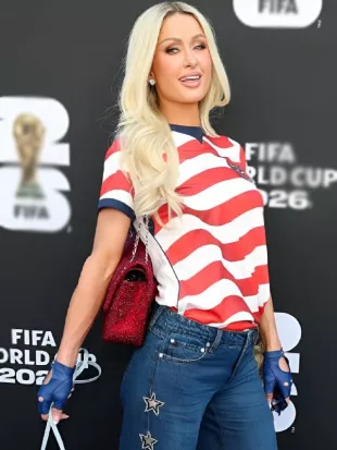 Paris Hilton FIFA World Cup 2026 Opening Ceremony Striped Shirt