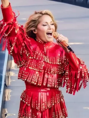 360 Stadion Tour Helene Fischer Red Fringed Crop Jacket