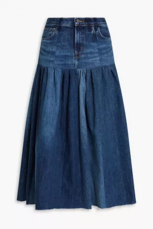 The Drop Waist Denim Midi Skirt