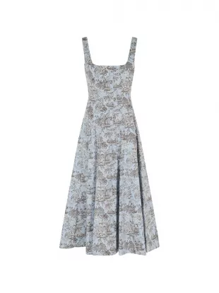 Wells Square-neck Toile Midi Dress