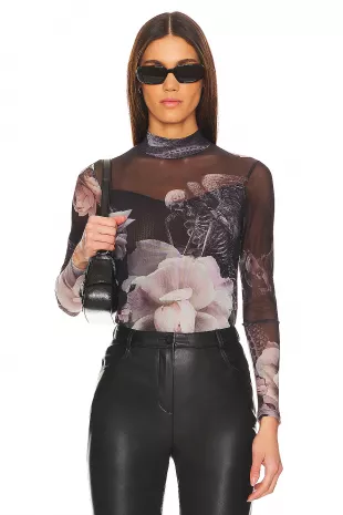 Elia Valley Bodysuit in Black Mono