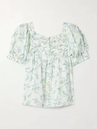 Farley Floral Cotton-Blend Top