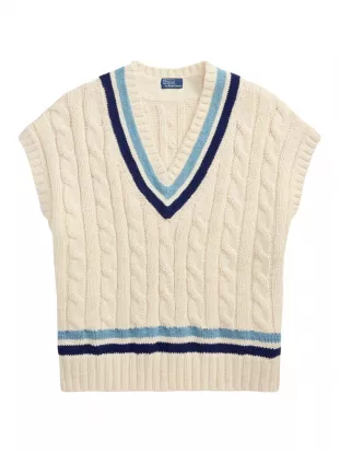 Striped Cable-Knit Cotton Sweater Vest