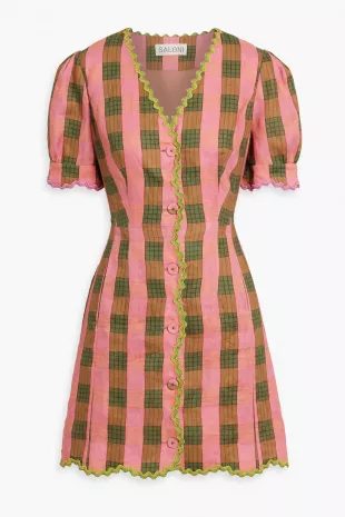 Marlee Checked Linen Mini Dress