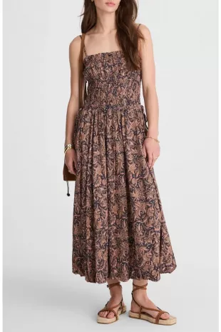 Paisley Smocked Bubble Hem Maxi Dress