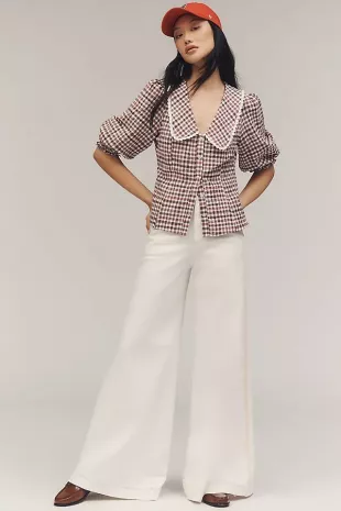 Collared Puff-Sleeve Blouse