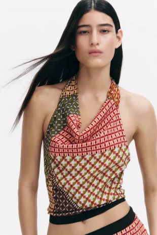 Cowl-Neck Halterneck Top