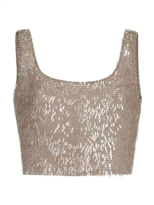 Dazzling Cascade Embroidery Cropped Top