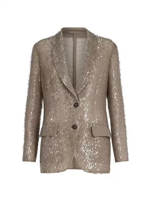 Dazzling Cascade Embroidery Blazer in Crispy Silk